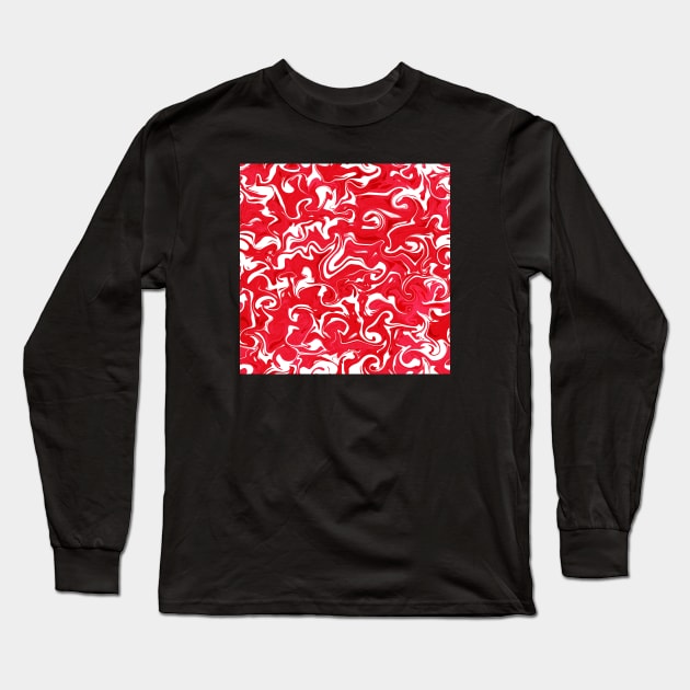 Red and white liquify art Long Sleeve T-Shirt by NadiaChevrel